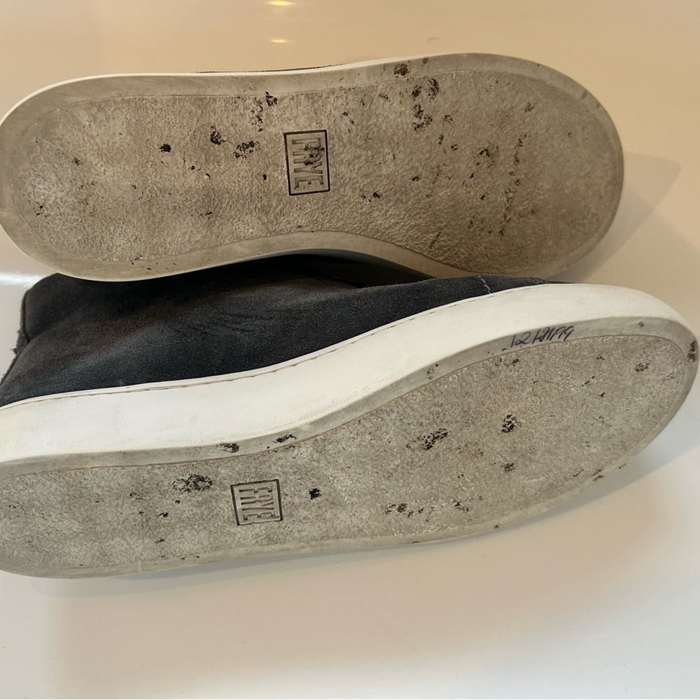 Frye Dark Gray Suede Front-Zip Wedge Sneakers - Picture 4 of 9